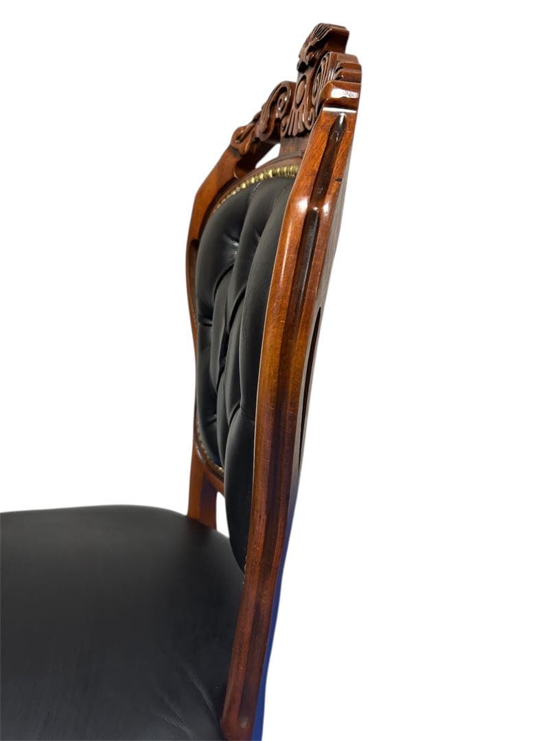 良品　イタリア ダイニングチェア 革張り 猫脚 ブラック②