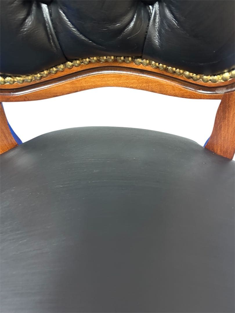 良品　イタリア ダイニングチェア 革張り 猫脚 ブラック②