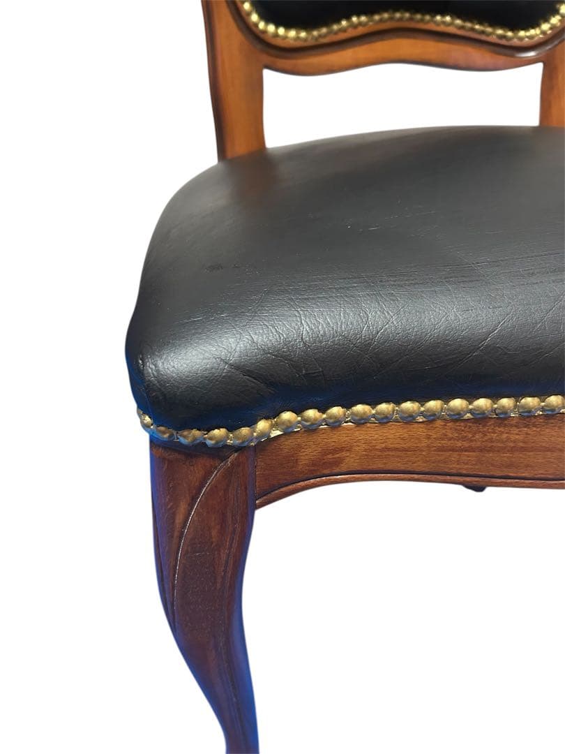 良品　イタリア ダイニングチェア 革張り 猫脚 ブラック②