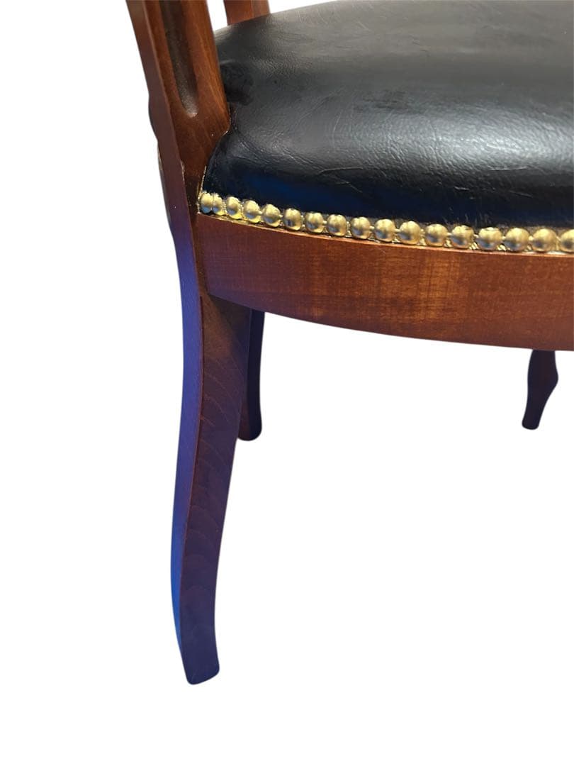 良品　イタリア ダイニングチェア 革張り 猫脚 ブラック②