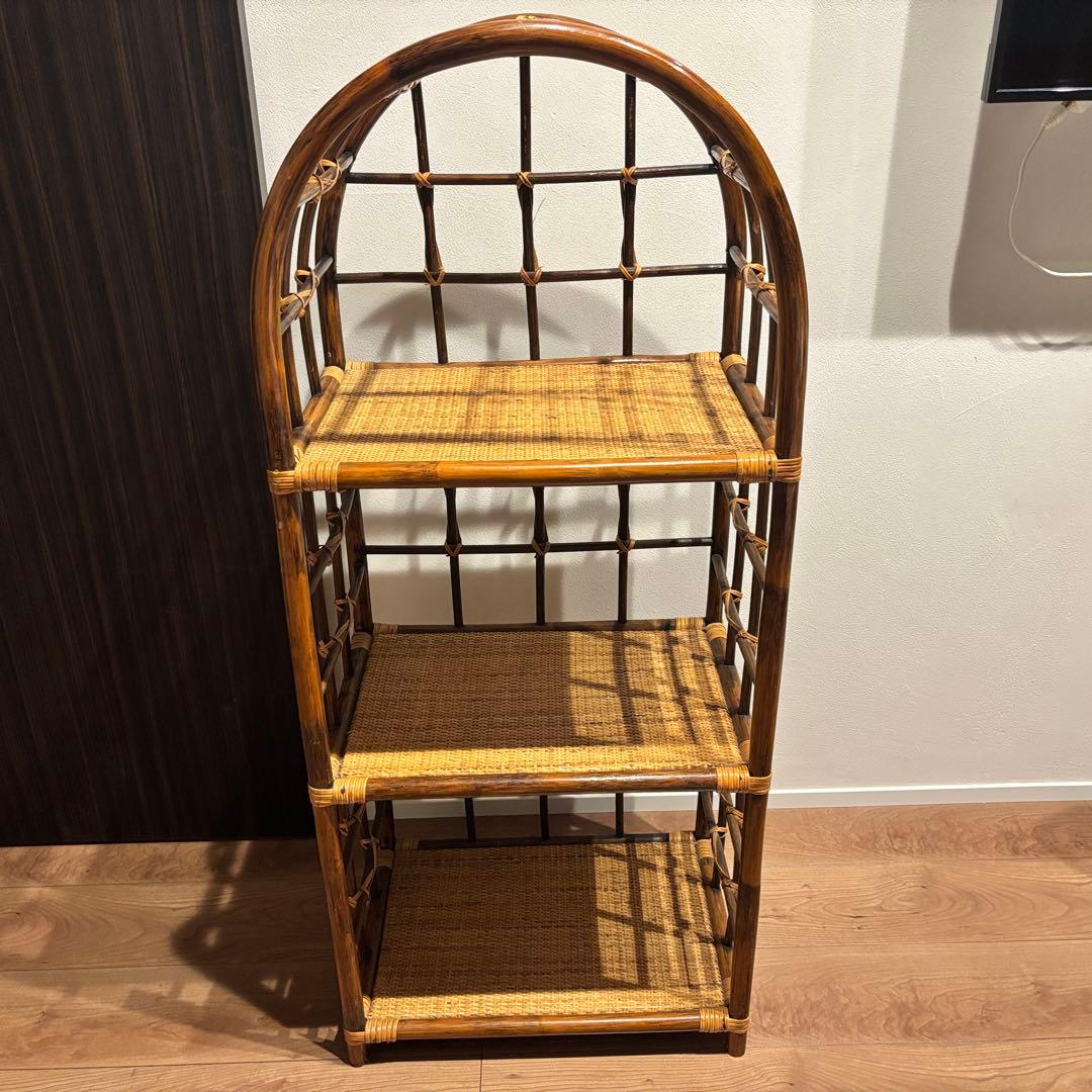 早い者勝ち‼️籐 ラタン ラック シェルフ スタンド 3段 飾り棚 置物台 大型