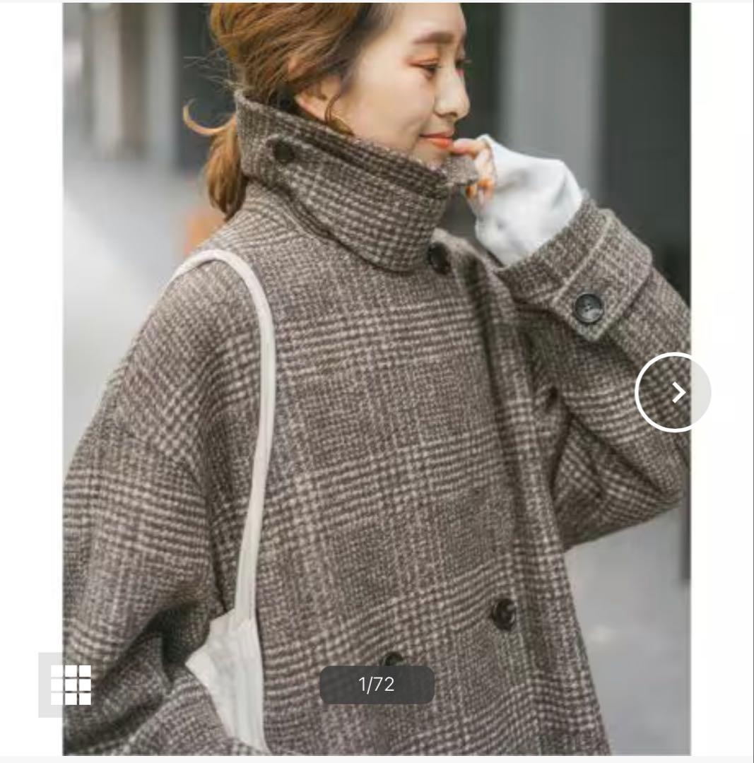 【Spick and Span】Wスライバーチェックハーフコート