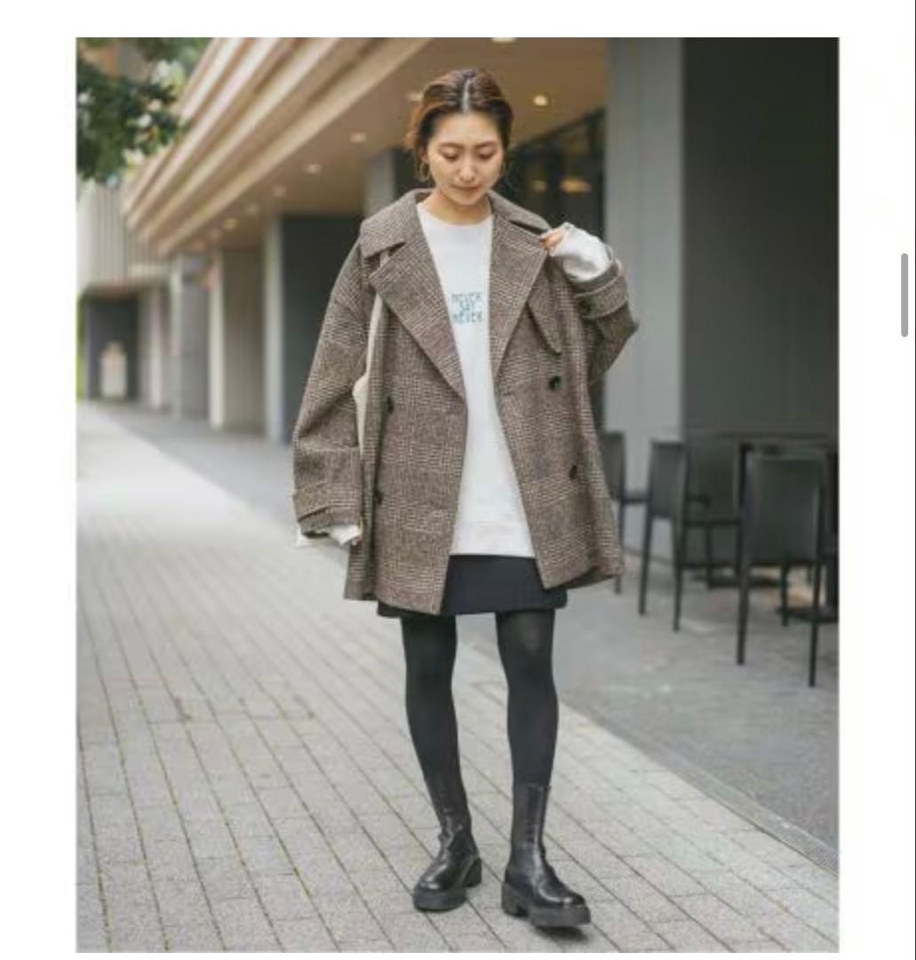 【Spick and Span】Wスライバーチェックハーフコート