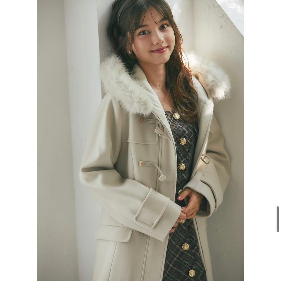 tocco トッコクローゼット　取り外し可能なファー付きダッフルコート　ベージュ