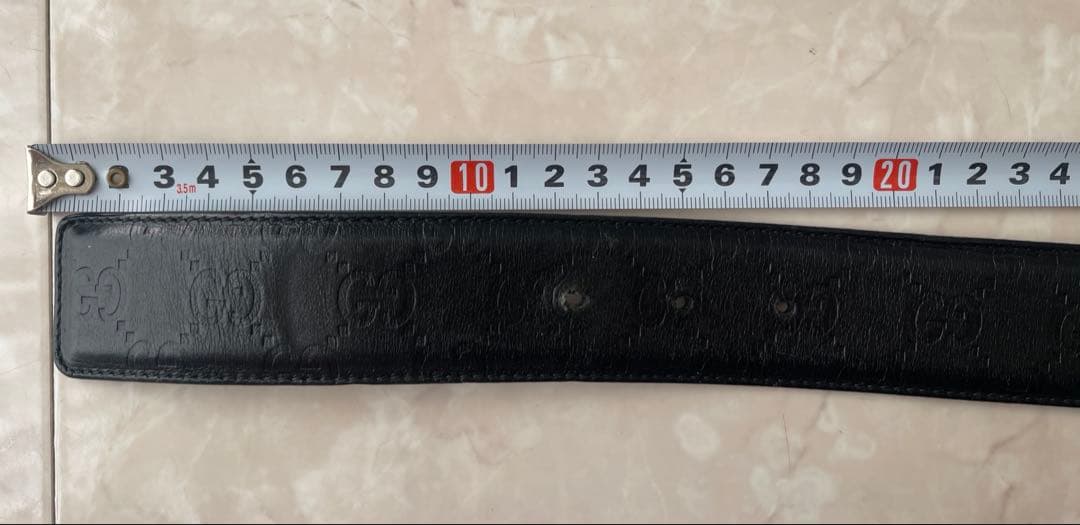 GUCCI グッチ ベルト 本革 ブラック シルバー GG バックル