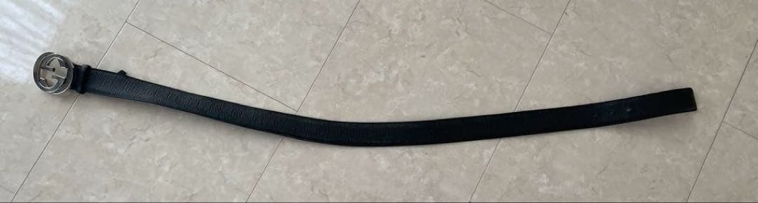 GUCCI グッチ ベルト 本革 ブラック シルバー GG バックル