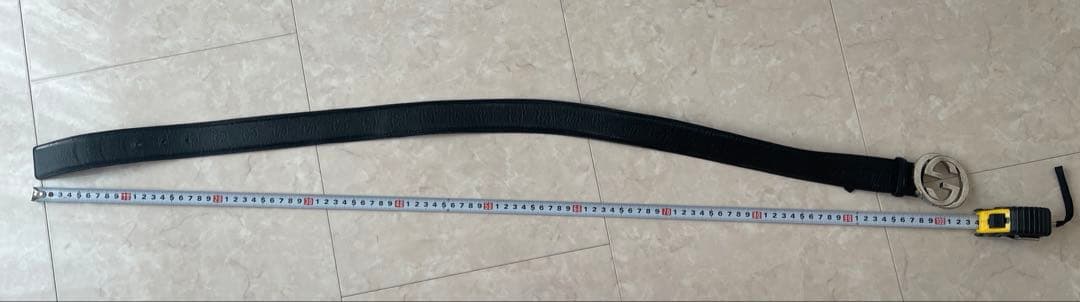 GUCCI グッチ ベルト 本革 ブラック シルバー GG バックル