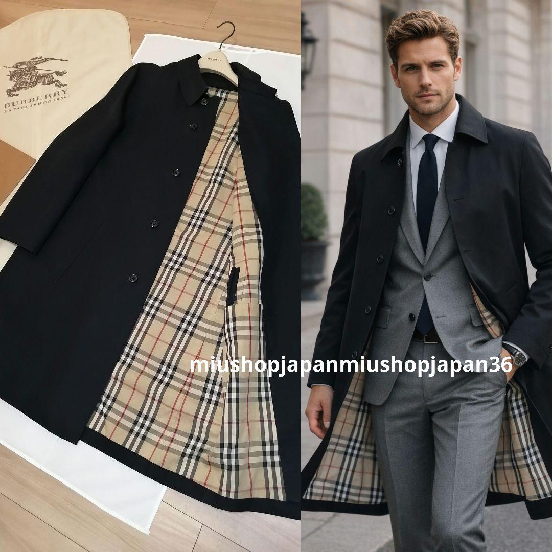 本物上質●L　BURBERRY　LONDON　ステンカラーコート　ライナー　黒