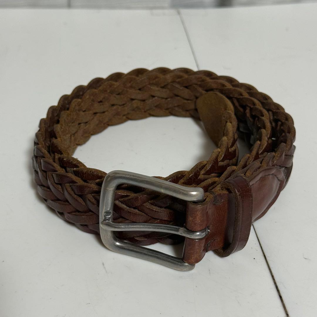 ホワイトハウスコックス　レザー　メッシュベルト　　ブラウン