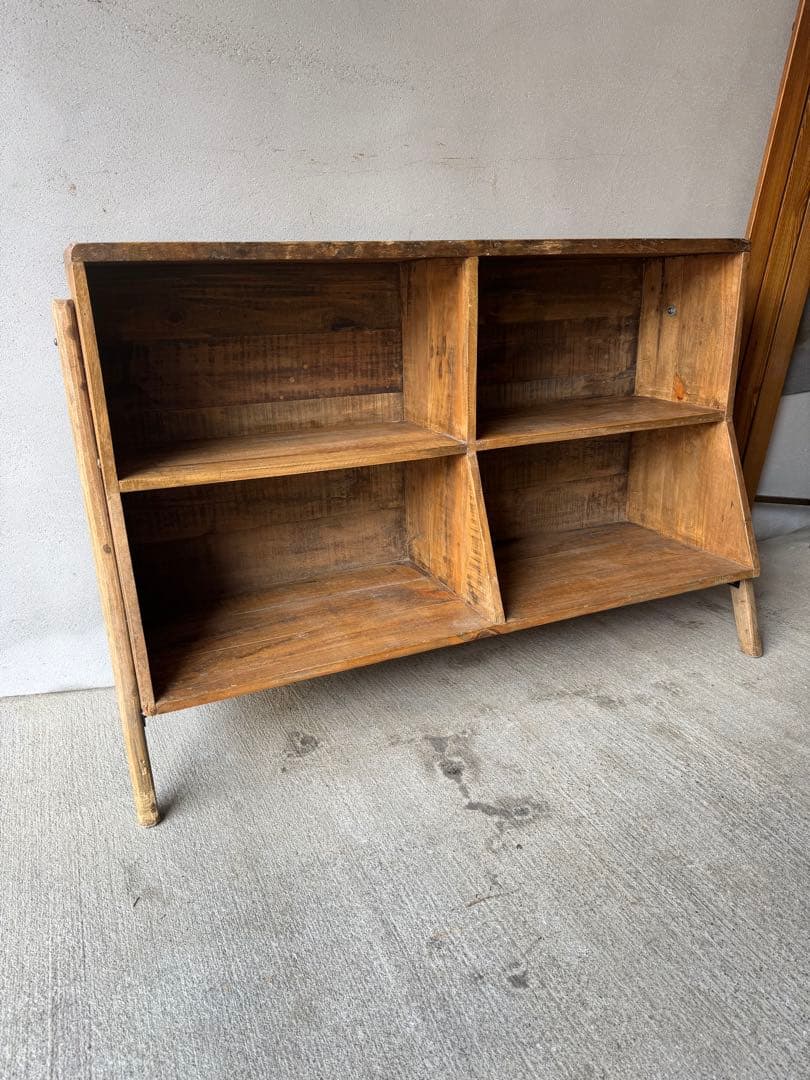 ヴィンテージ　本棚　シェルフ　古材　ヘリンボーン　アンティーク 1点もの