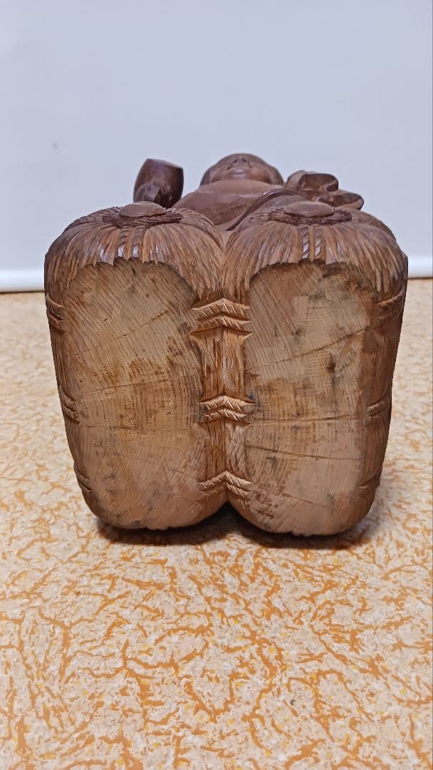 木彫　廣元作　【大黒天】　在銘　 七福神　 縁起物　 大黒様　木像　仏像　共箱