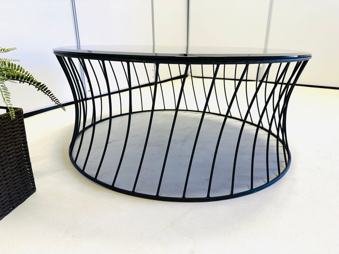 RELAX FORM ラウンドテーブルセンター テーブル黒ガラス天板おしゃれ