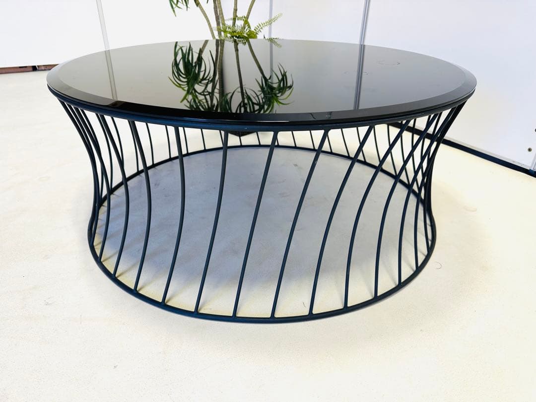 RELAX FORM ラウンドテーブルセンター テーブル黒ガラス天板おしゃれ