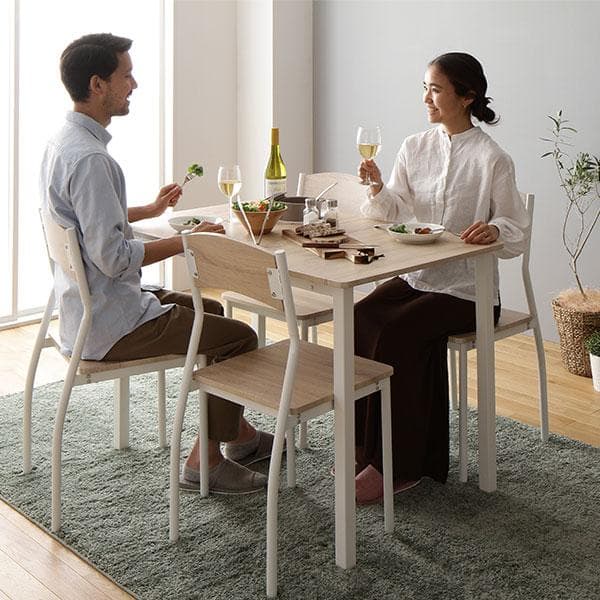 ダイニングセット5点 テーブル 幅110cm チェア 4脚 ナチュラル×ホワイト