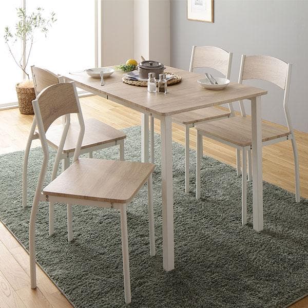 ダイニングセット5点 テーブル 幅110cm チェア 4脚 ナチュラル×ホワイト