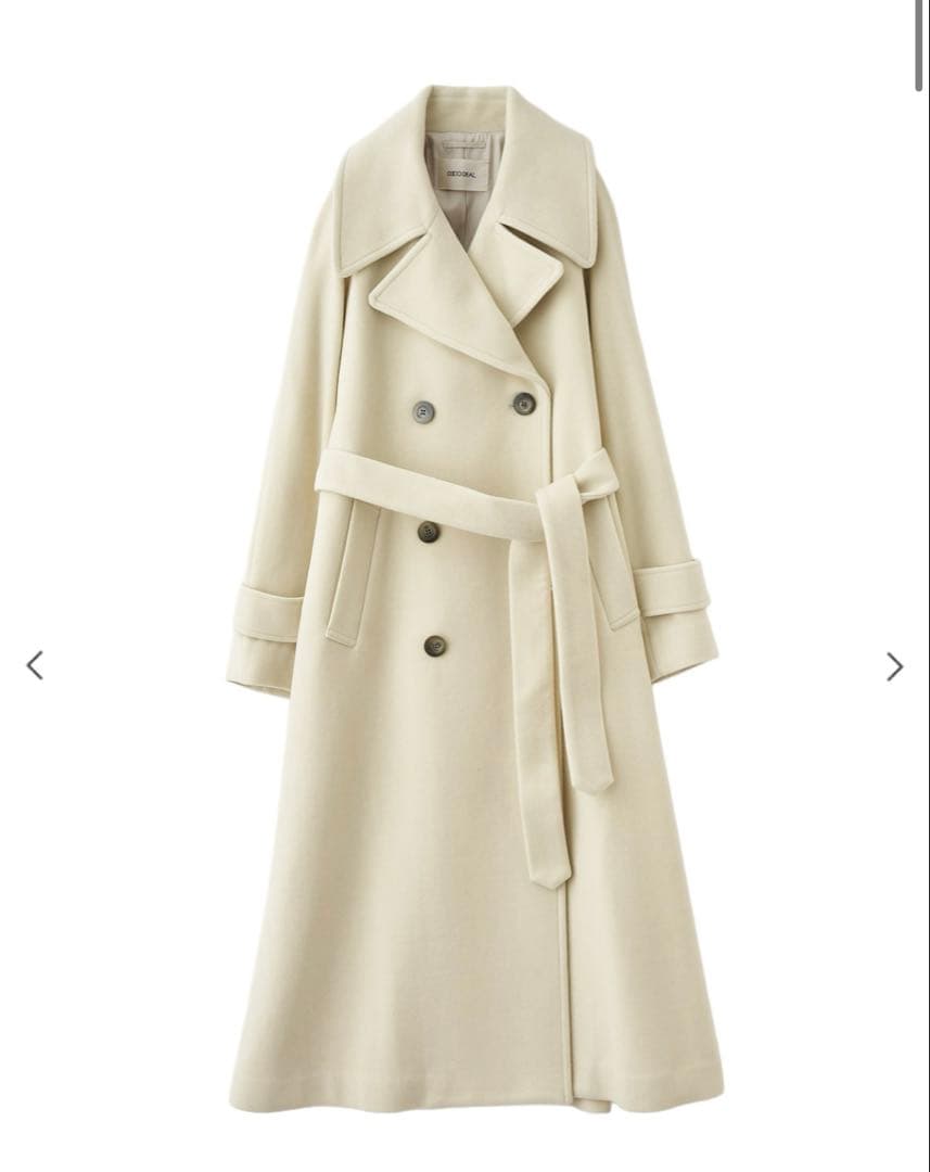cocodeal ビッグカラーロングトレンチコート イエローベージュ