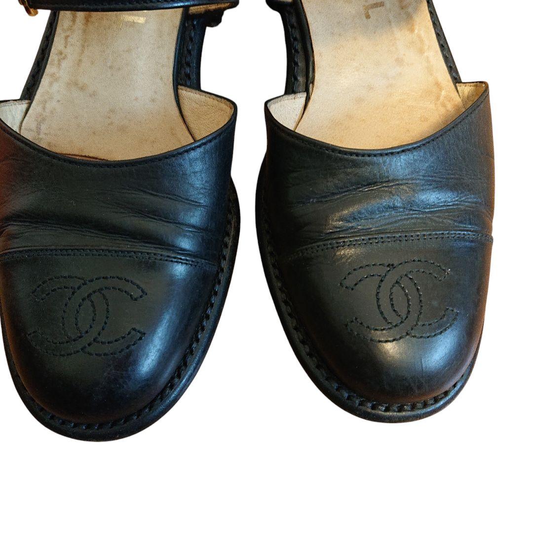 引越SALE価格 オールド CHANEL パンプス ココマーク ストラップ 箱付
