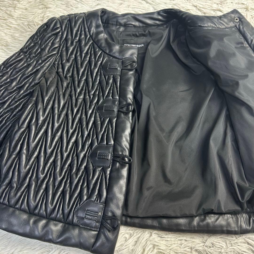 美品 EMPORIO ARMANI ブラックキルティングレザージャケットS~M