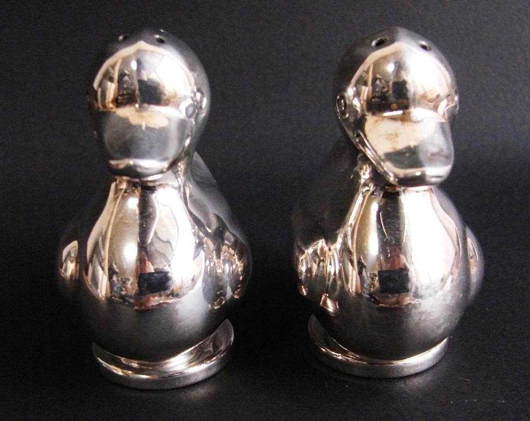 ★デンマーク製★【銀製？】アヒル調味料入れソルト＆ペッパー・塩・胡椒入★