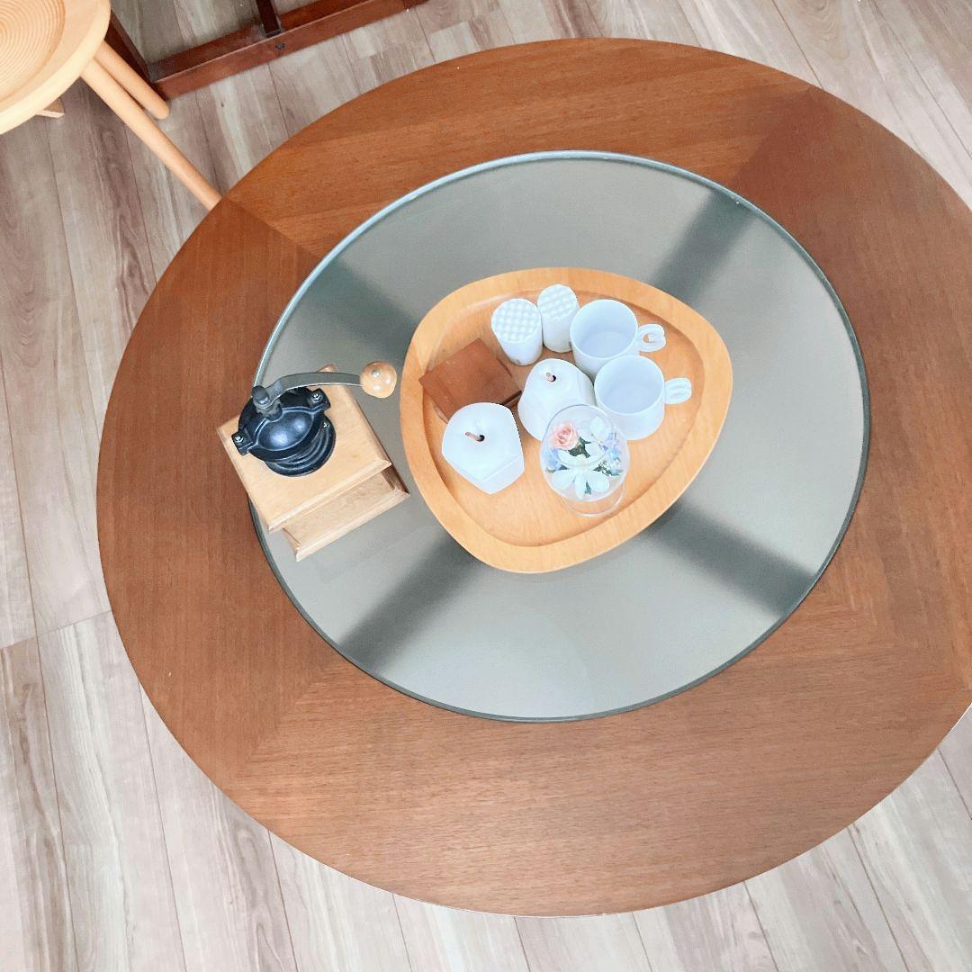 カンディハウス ライナス L ガラス 丸テーブル センターテーブル 旭川家具