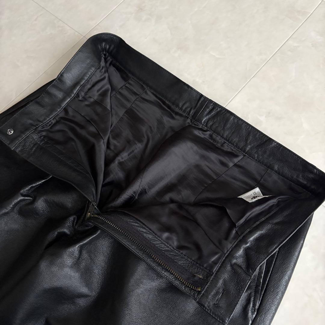 90s vintage BONSKIP 2タックレザーワイドパンツ 黒 y2k