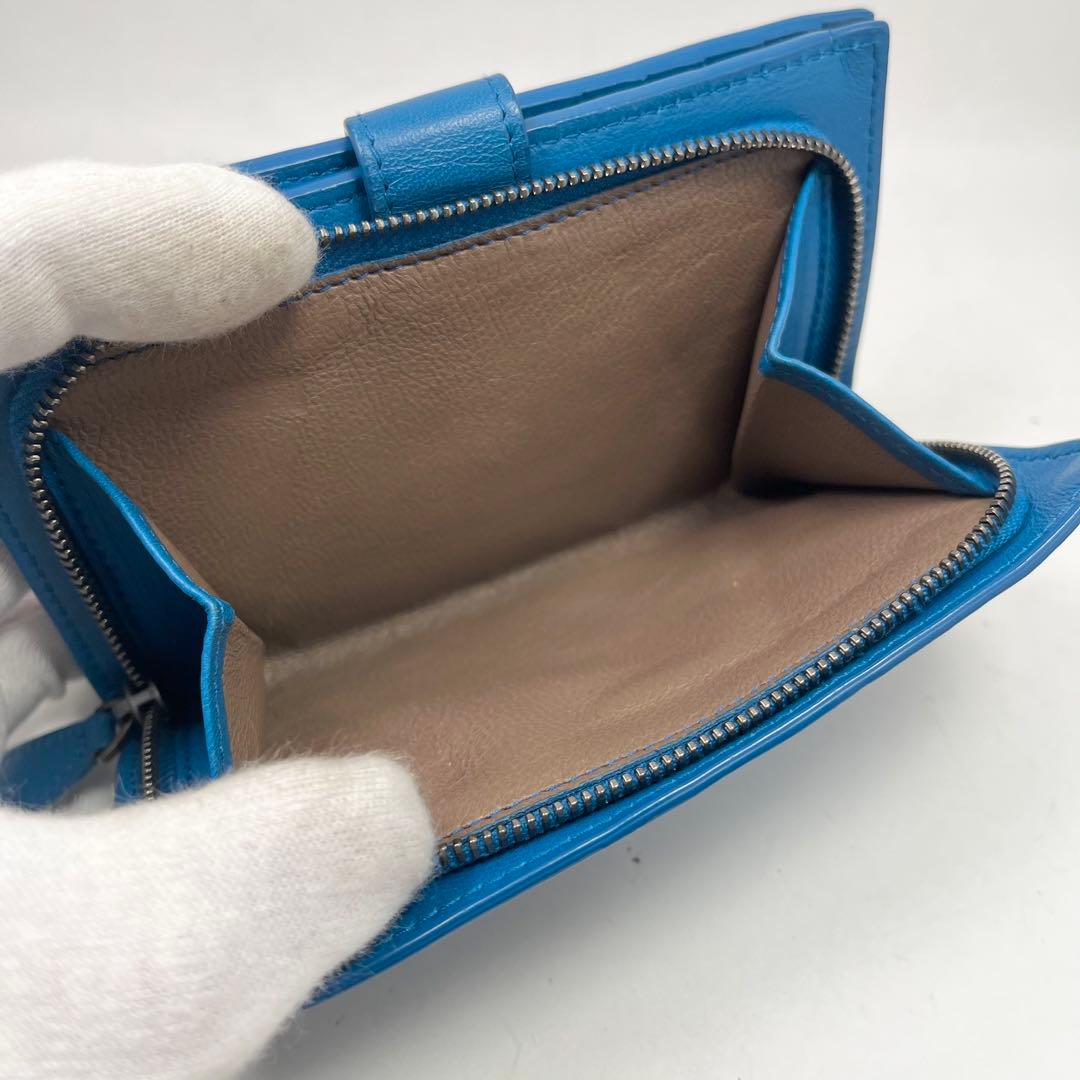 【未使用】ボッテガヴェネタ　折り財布　パイソンドッキング　ブルー　希少　ヘビ革