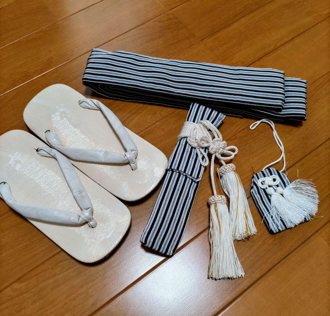 七五三 子供用 着物 黒と白のストライプ