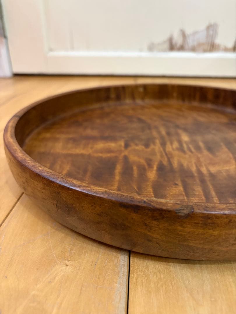 ☆アンティーク☆古道具　丸盆　茶びつ　茶櫃　くり抜き　伝統工芸　虎目　トラ目