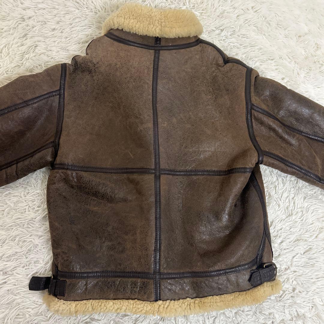 美品✨B-3 フライトジャケット ムートン リアルレザー ダークブラウン L相当