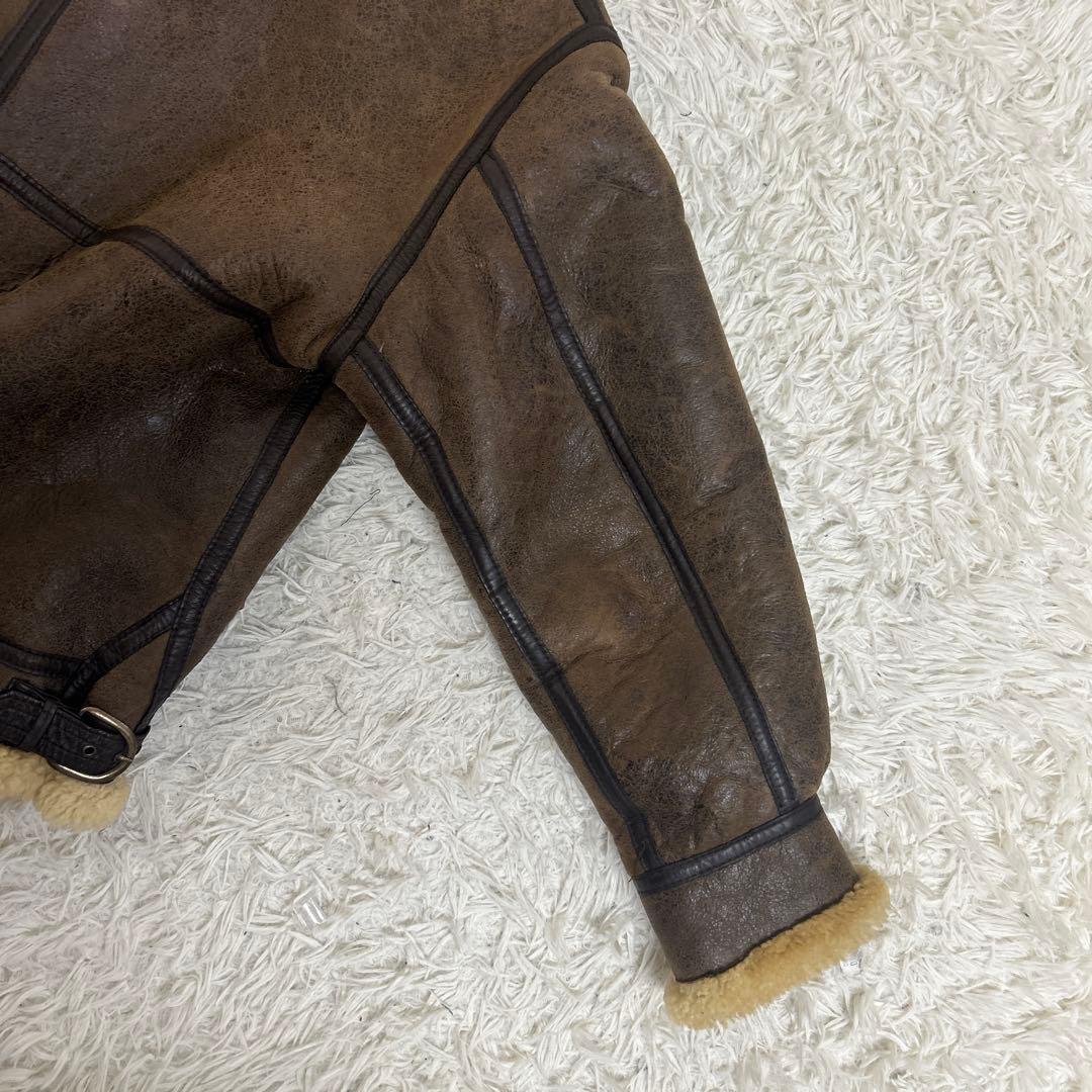 美品✨B-3 フライトジャケット ムートン リアルレザー ダークブラウン L相当