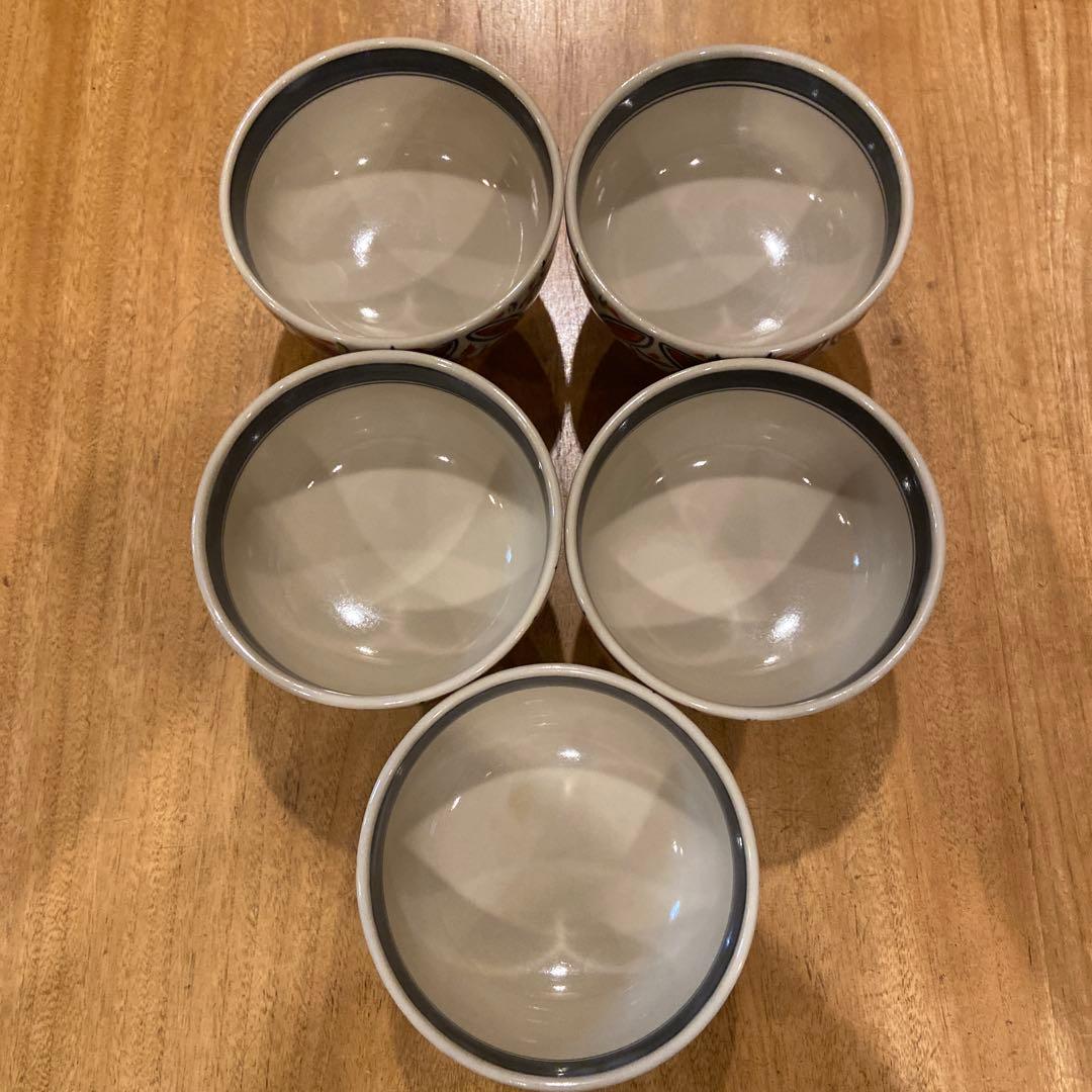 有田焼陶祥窯赤絵三彩高台絵付け鉢五個