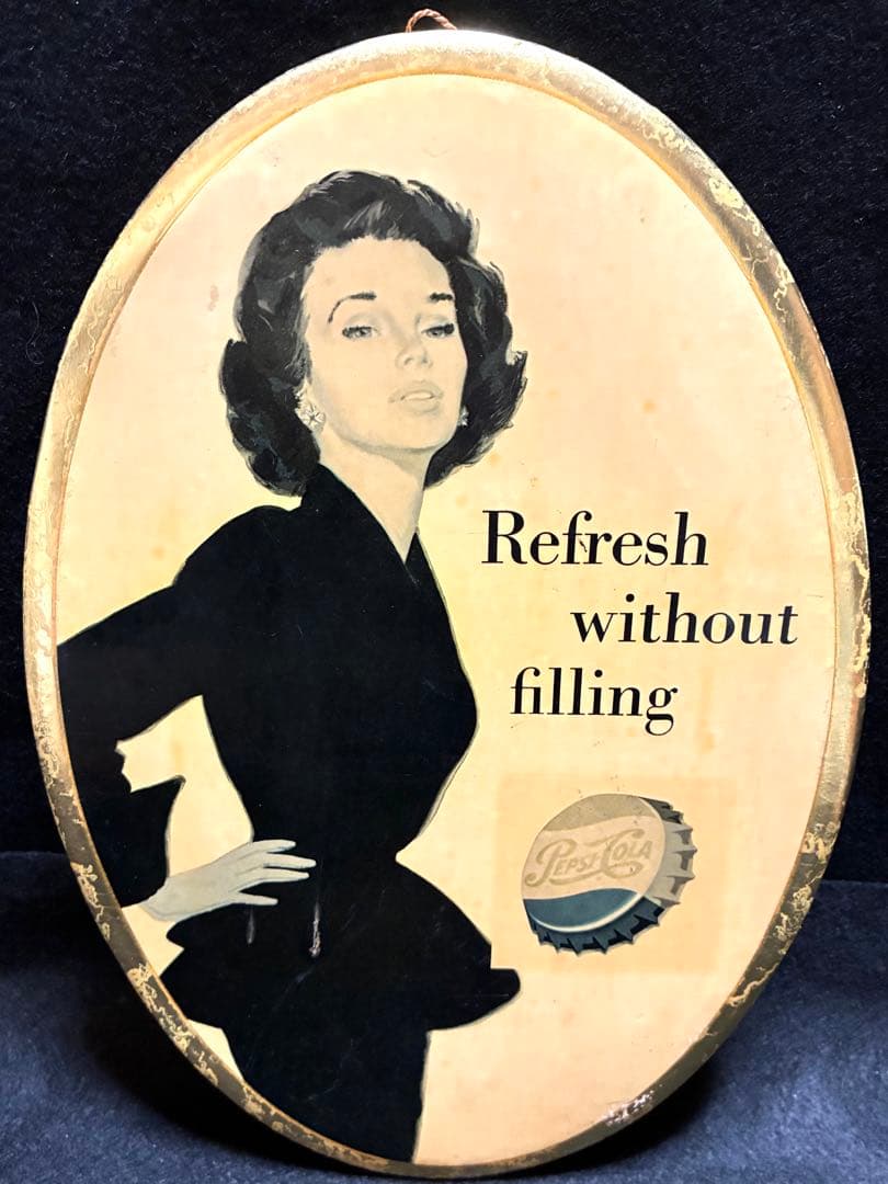 ペプシコーラ　オーバル型看板　ビンテージ　コカコーラ　昭和レトロ　アメリカン雑貨
