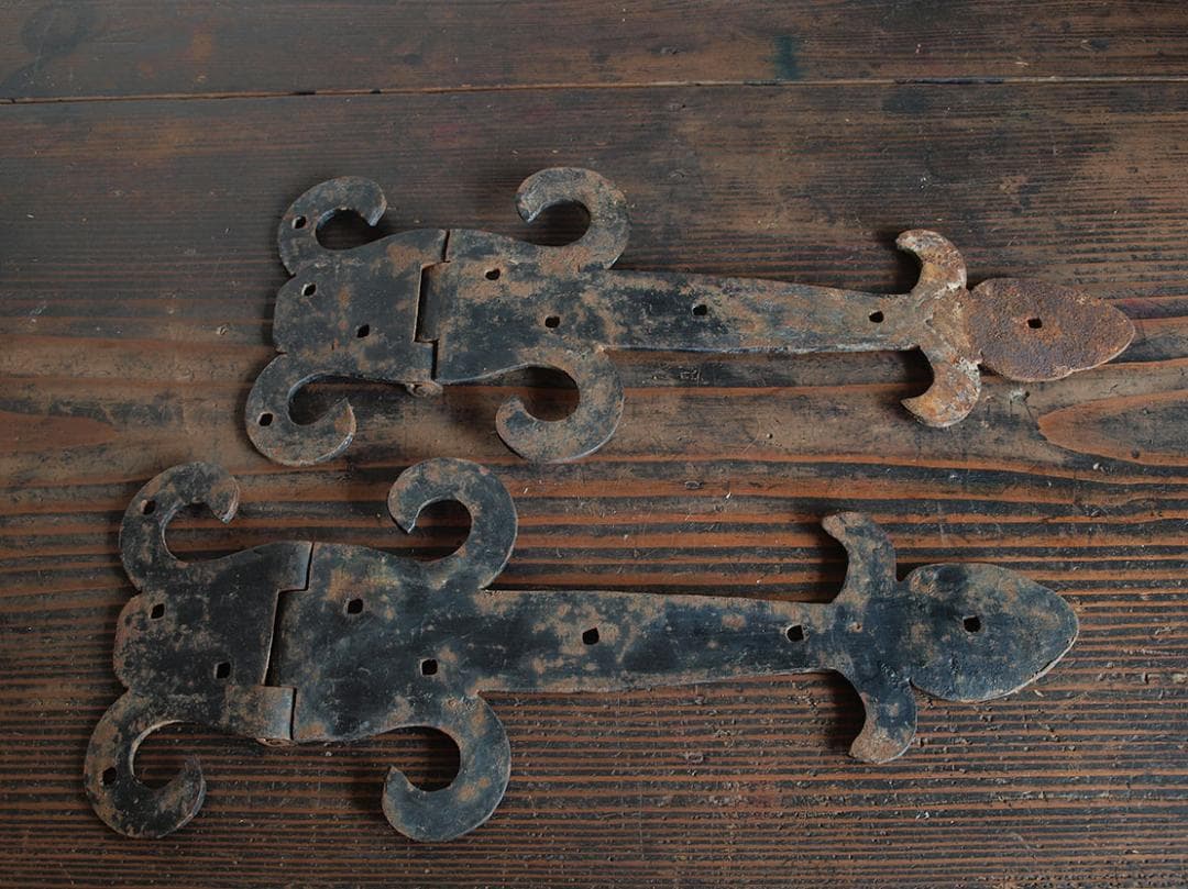 Heart_____錆びた鉄の古いちょうつがい 1組 39cm/J680