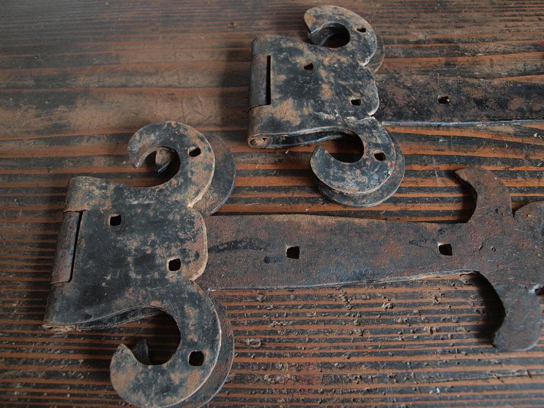 Heart_____錆びた鉄の古いちょうつがい 1組 39cm/J680