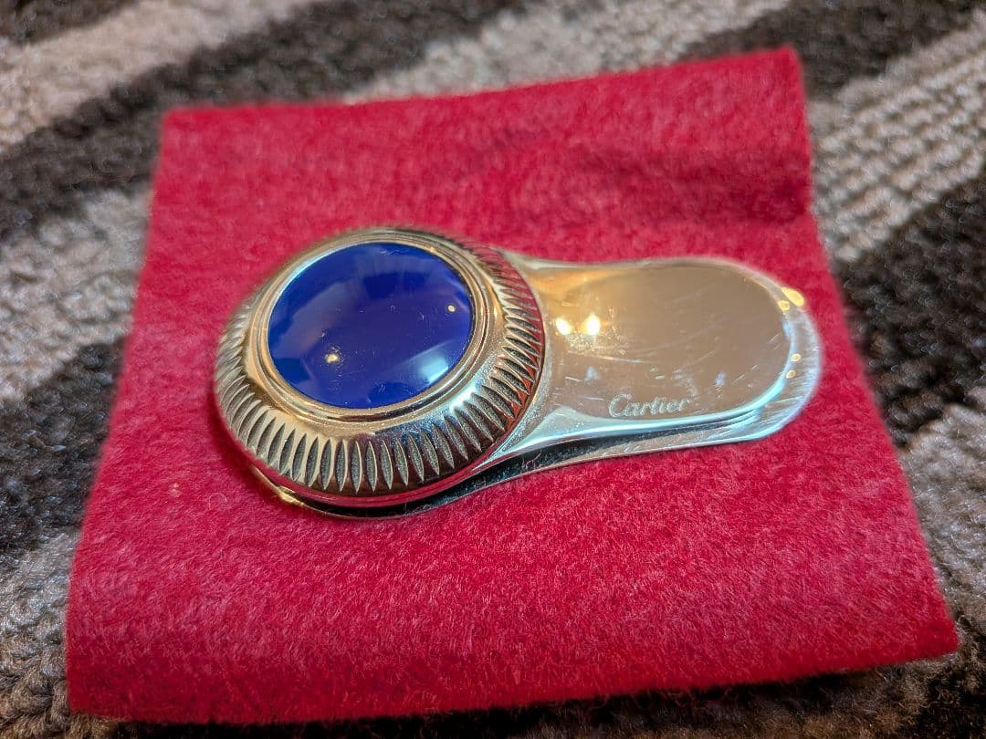 カルティエ　マネークリップ　ブルーの石入り used