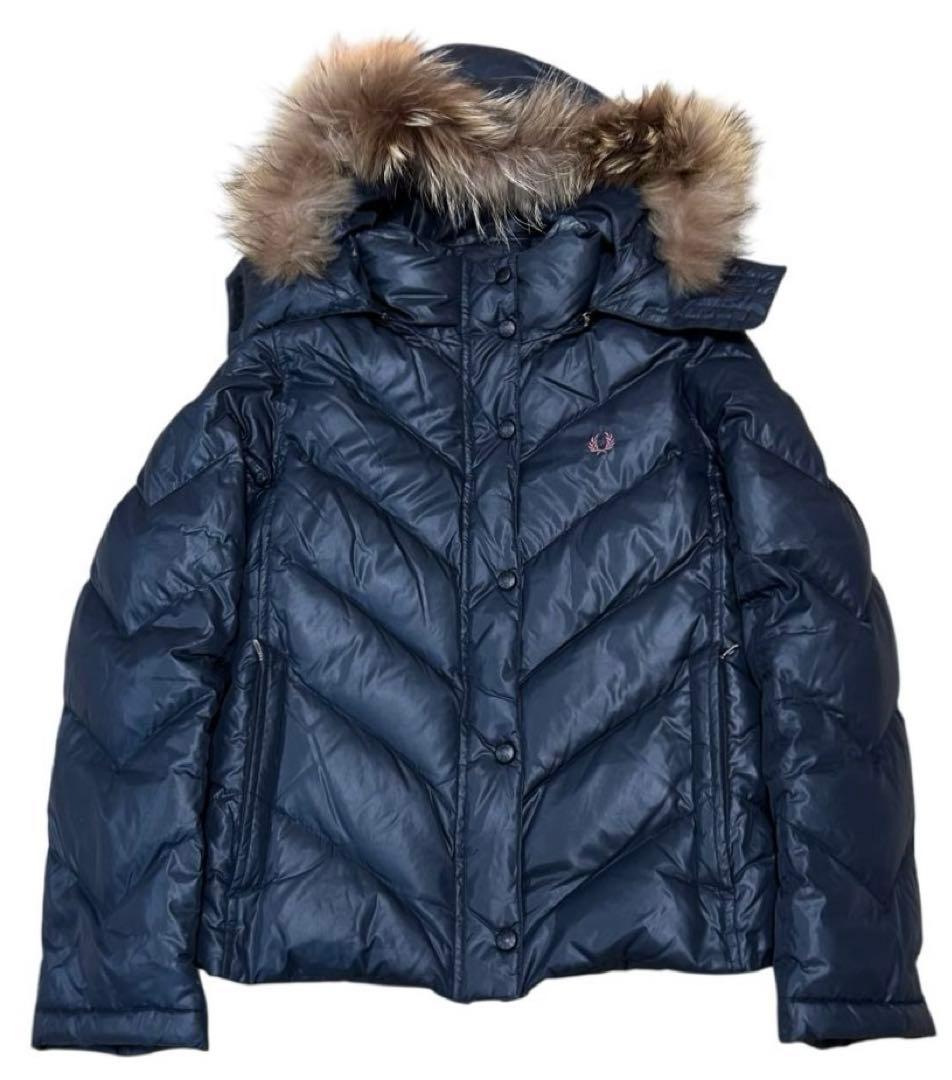 Y2K 00s FRED PERRY ファー ダウンジャケット
