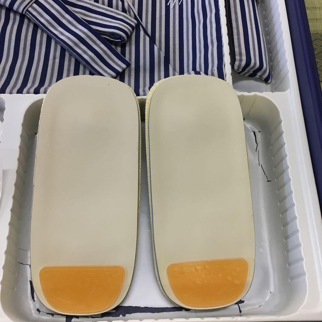 【新品未使用】七五三 5歳着物フルセット 兜柄　シミあり特価　白　紺ストライプ