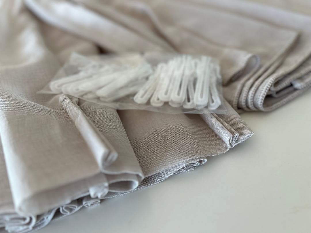 【撮影使用/美品/口コミ◎】レースカーテン《麻風・巾継ぎなし/裾ウェイトロック》