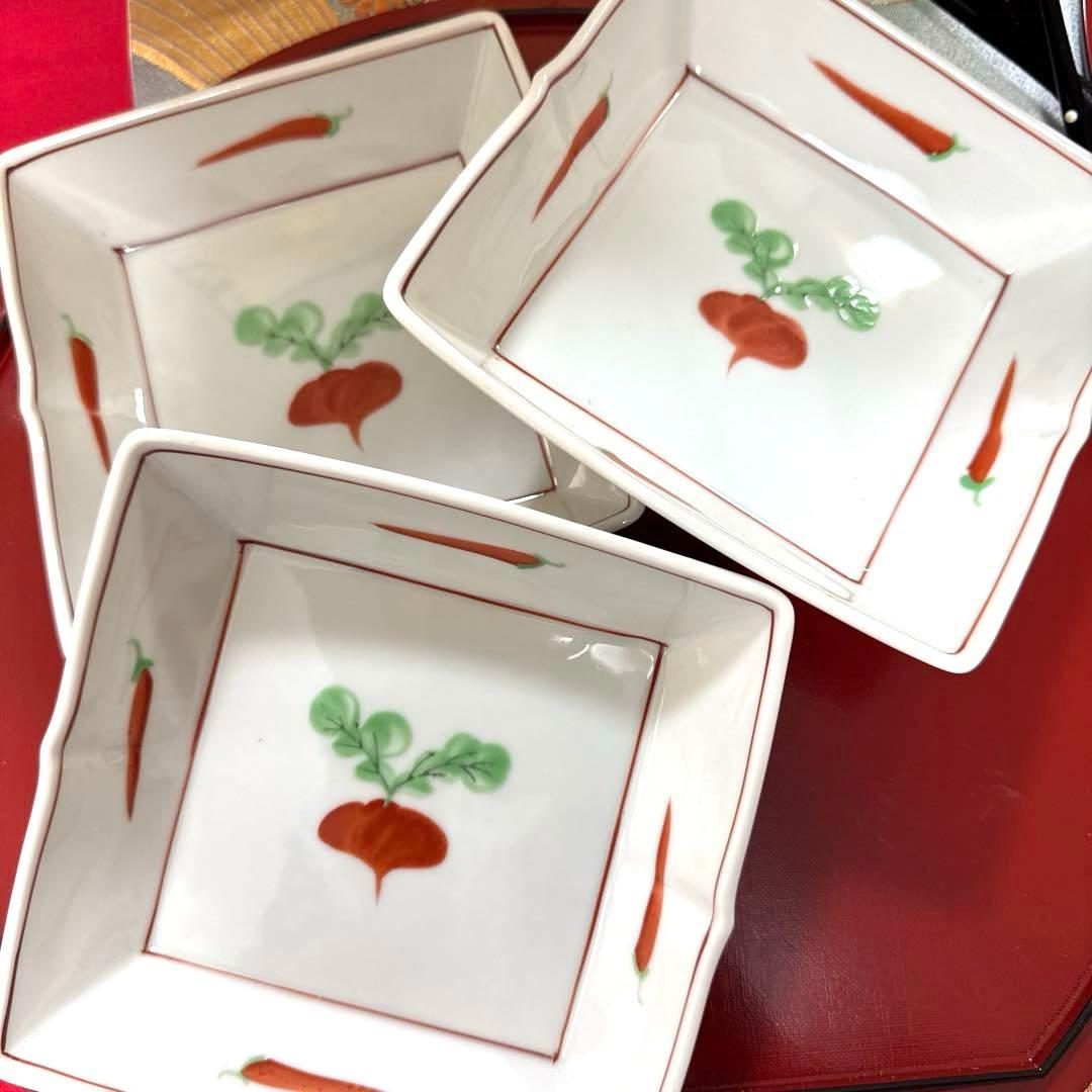 たち吉かぶら辛子角皿　伊万里金彩小丼小鉢　翔山茶碗蒸し　金縁グラスNo.3-48