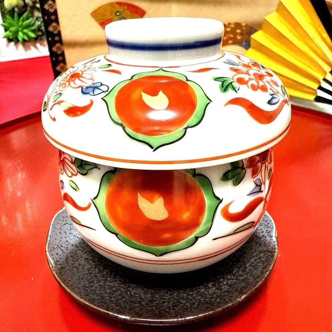 たち吉かぶら辛子角皿　伊万里金彩小丼小鉢　翔山茶碗蒸し　金縁グラスNo.3-48