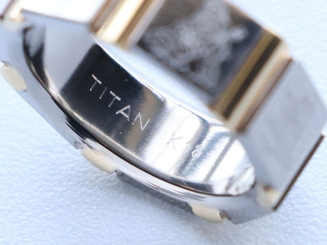 チタン K18 七福神 刻印 リング 指輪 10号 TITAN【CM368】