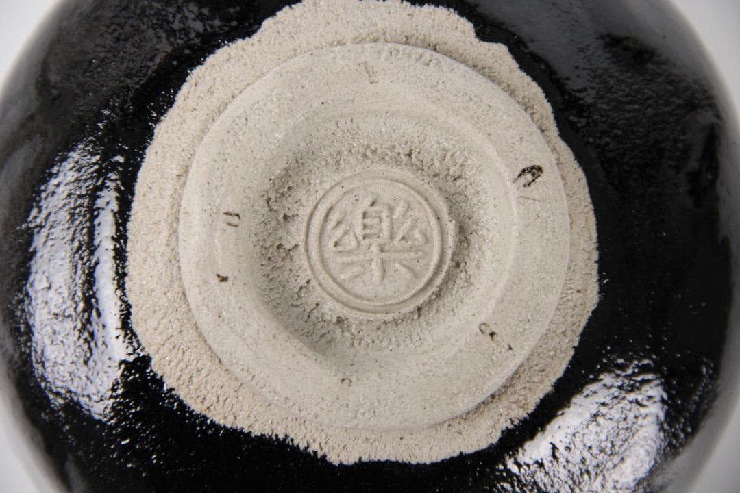 楽焼 服部幸楽 のんこう 千鳥写 黒楽 茶碗 大徳寺 細合喝堂書付　ED11-3