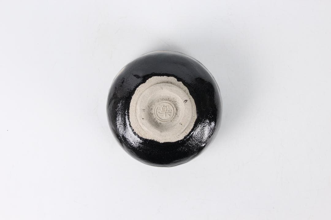 楽焼 服部幸楽 のんこう 千鳥写 黒楽 茶碗 大徳寺 細合喝堂書付　ED11-3