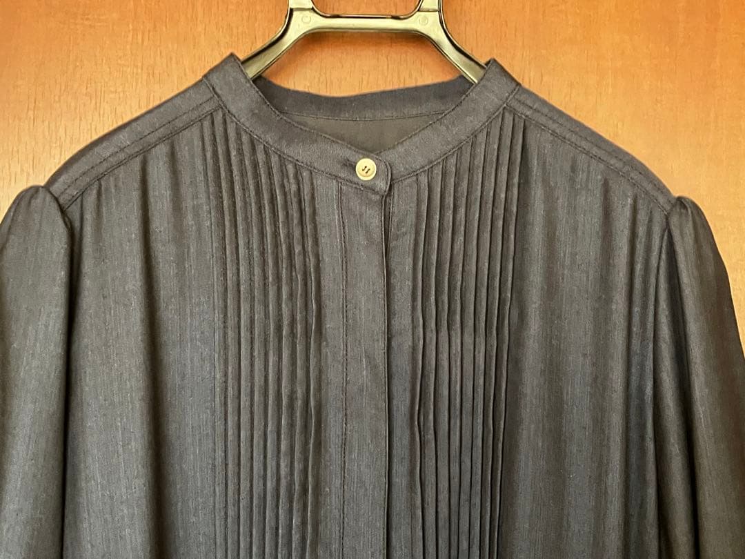 ディノス　ウール混デニムピンタックデザインワンピース