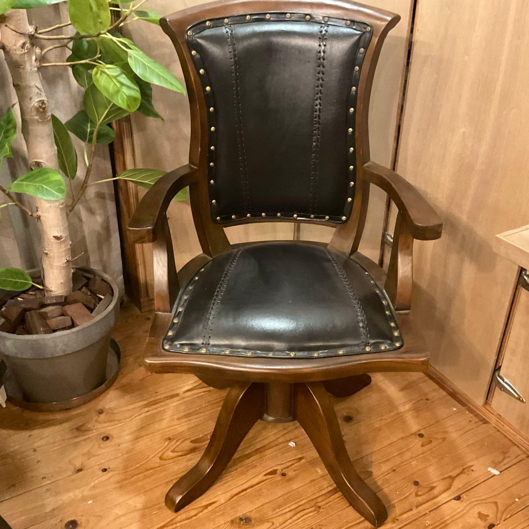 回転チェア ヴィンテージ オフィスチェア 木製 デスクチェア 椅子 レトロl