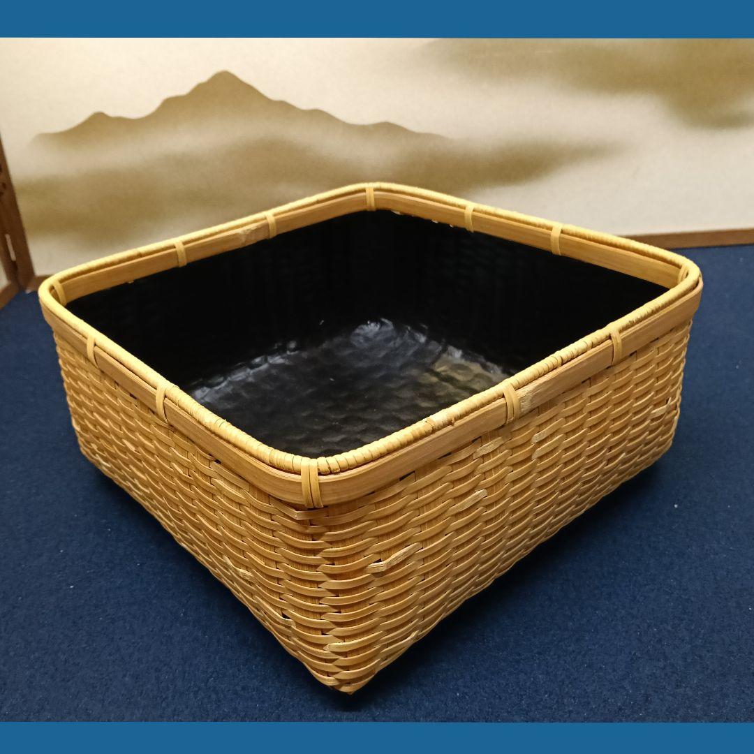 AN71 茶道具 松山篭 炭斗 平安 竹美斎造 共箱共布外側 未使用