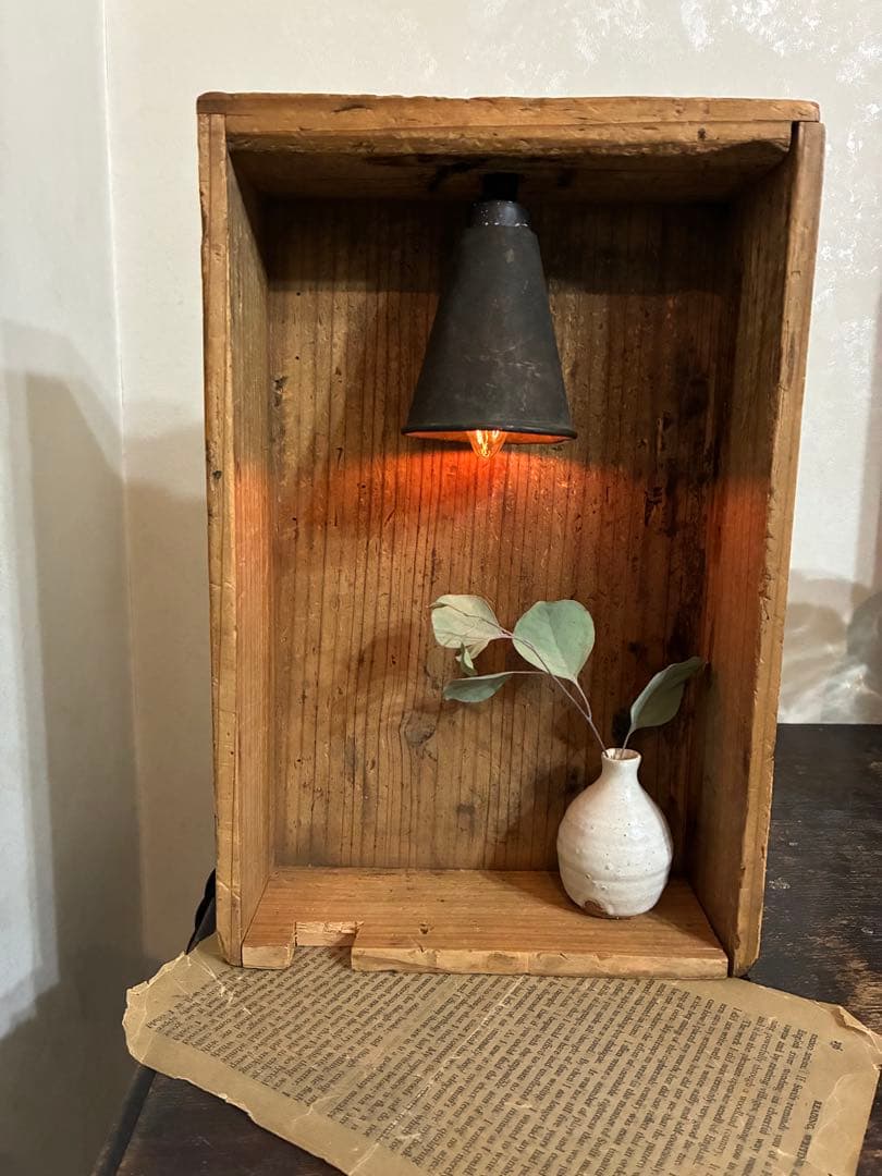 古道具 ライト 置き型 照明 古材 木箱 古雑貨