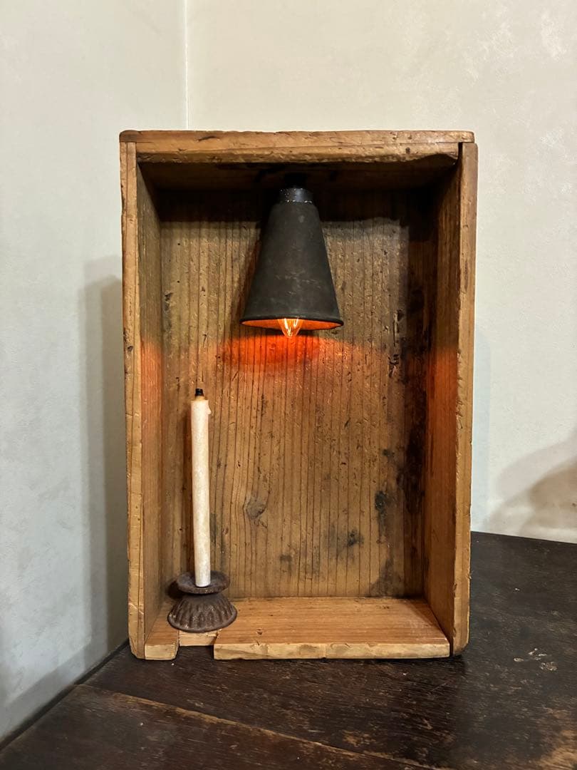 古道具 ライト 置き型 照明 古材 木箱 古雑貨