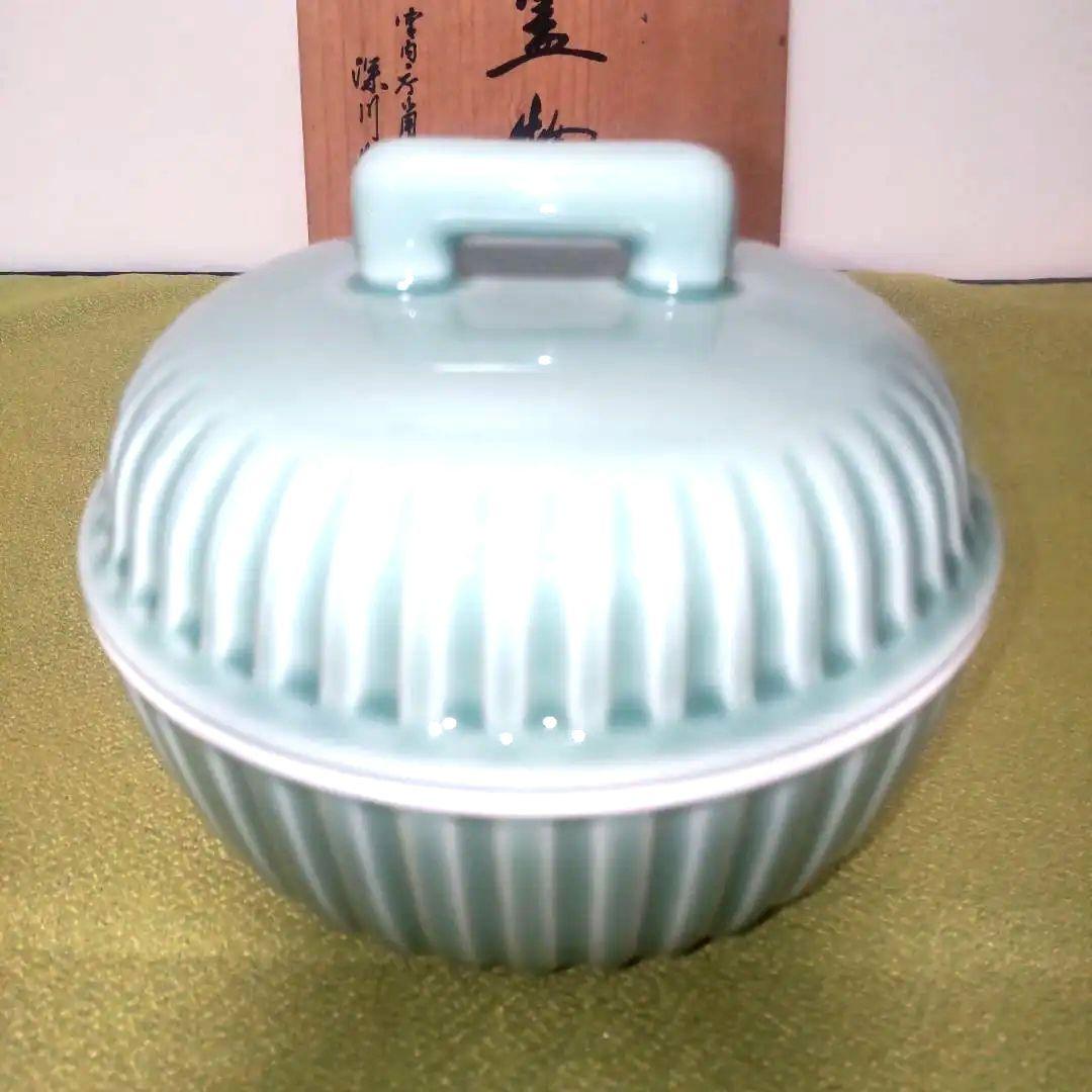 深川製磁 百年庵 蓋物 梅 宮内庁御用達 深川製磁 百年庵しのぎ 共箱 廃盤品