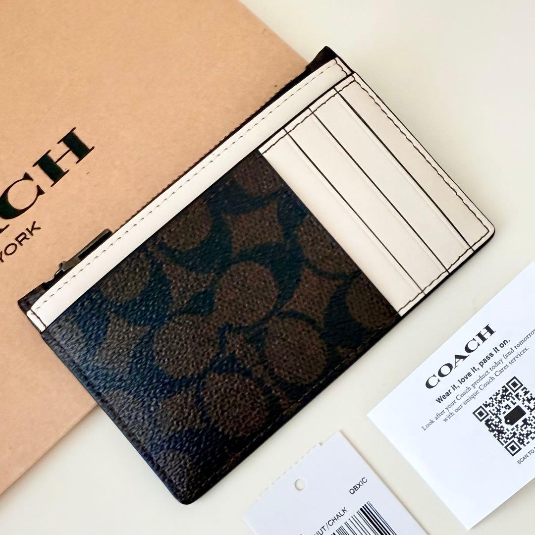 COACH コーチ　小銭入れ財布　カードケース シグネチャー　チョーク　ホワイト